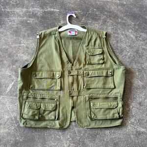 Vintage Protest Blues Utility Vest Mens XL Green Tactical Hunting Fishing Combat